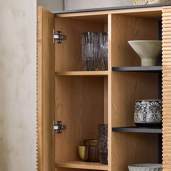 SoBuy HFSB04-SCH Buffet Commode Armoire de Rangement 92 x 40 x 119 cm, Noir Naturel