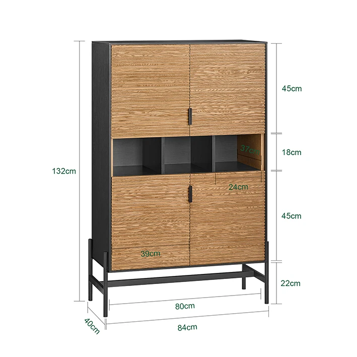 SoBuy HFSB03-SCH Buffet de Cuisine, Armoire de Cuisine, Vaisselier Cuisine, avec 3 Compartiments Ouverts, 84 x 40 x 132 cm