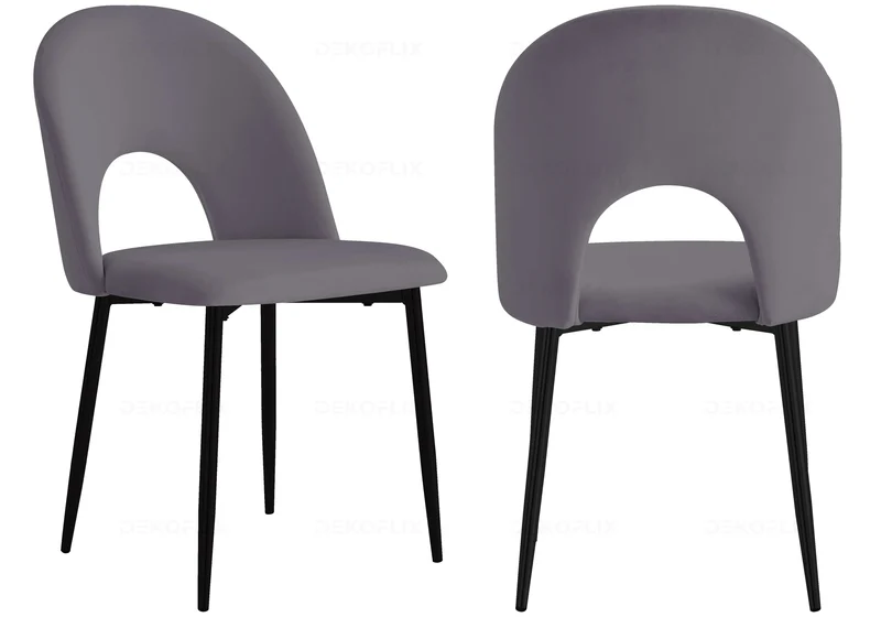 Table noire marbre blanc et chaises anthracites - Clara