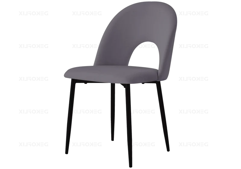 Table noire marbre blanc et chaises anthracites - Clara