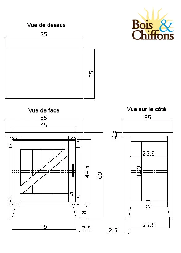 Table de chevet droite | Manguier Farm II