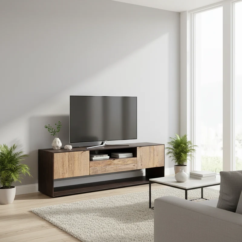 Meuble Tv design 2P bois bicolore | Manguier Kabir