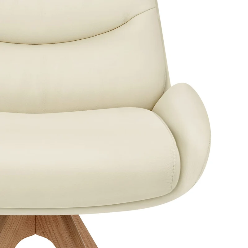 Chaise Bois Cuir Véritable - Madrid Crème