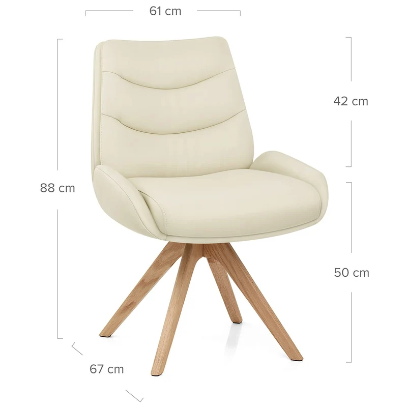 Chaise Bois Cuir Véritable - Madrid Crème
