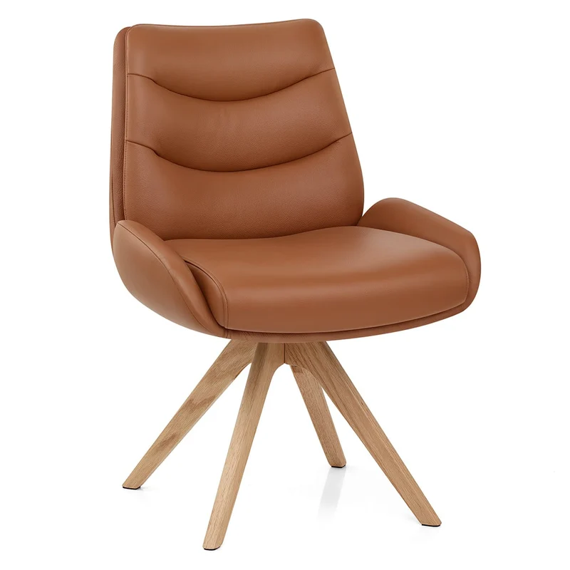 Chaise Bois Cuir Véritable - Madrid Marron