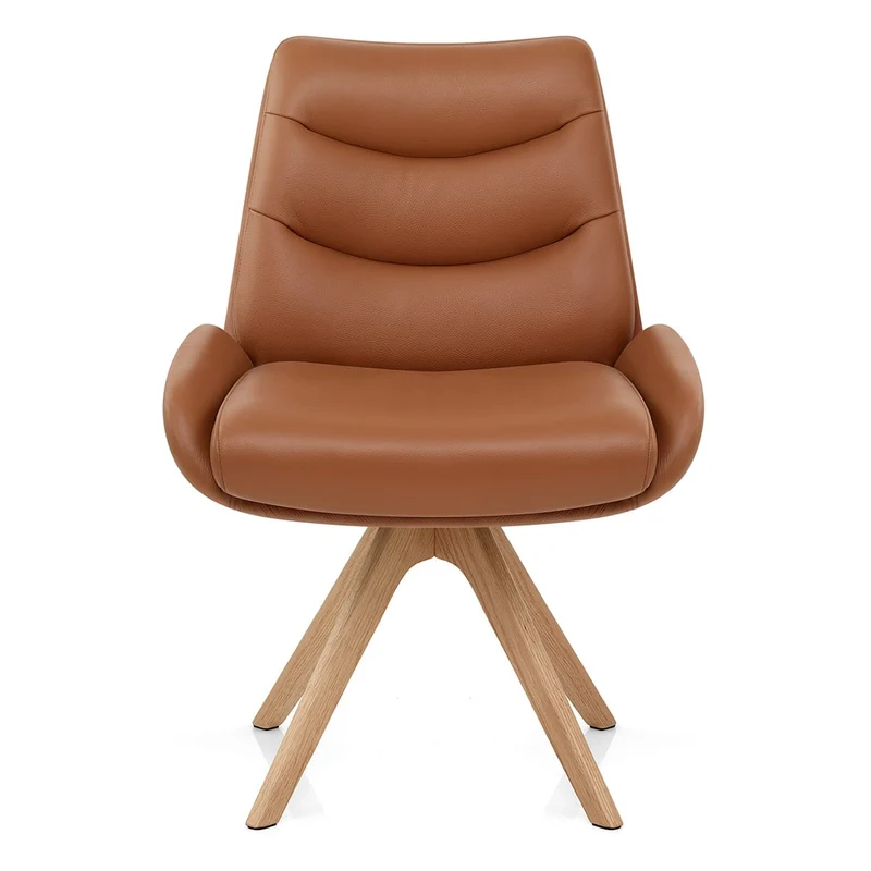 Chaise Bois Cuir Véritable - Madrid Marron