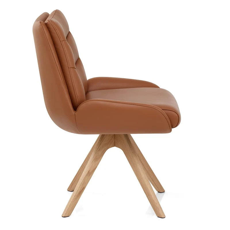 Chaise Bois Cuir Véritable - Madrid Marron