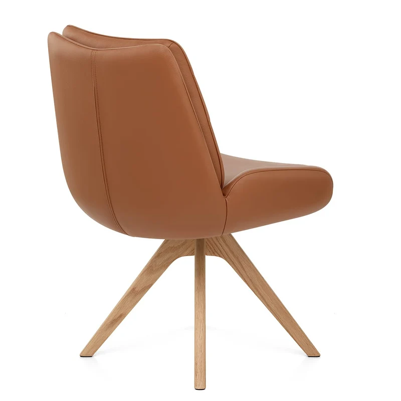 Chaise Bois Cuir Véritable - Madrid Marron