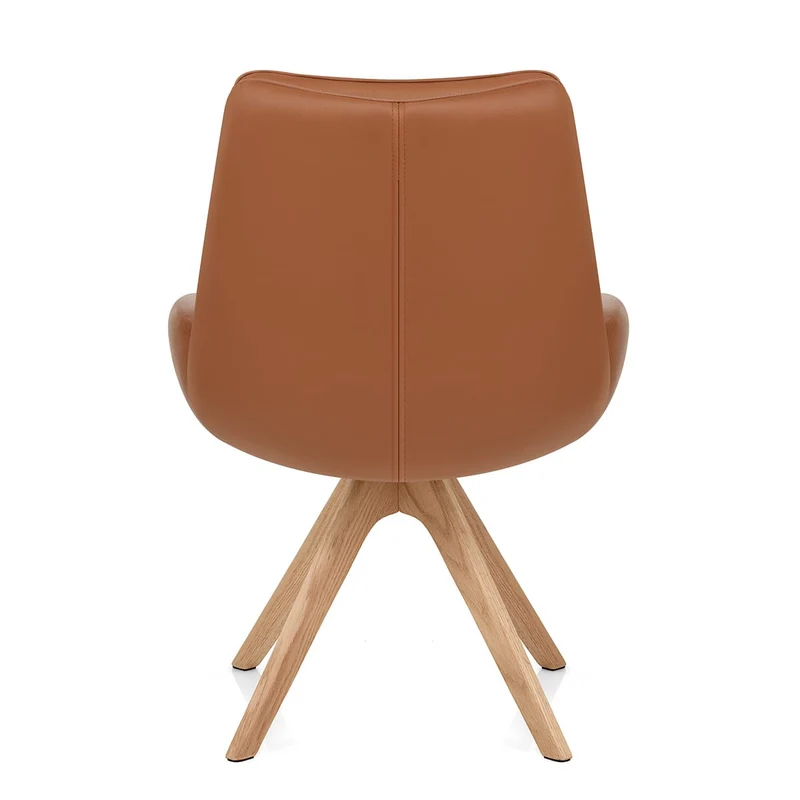 Chaise Bois Cuir Véritable - Madrid Marron