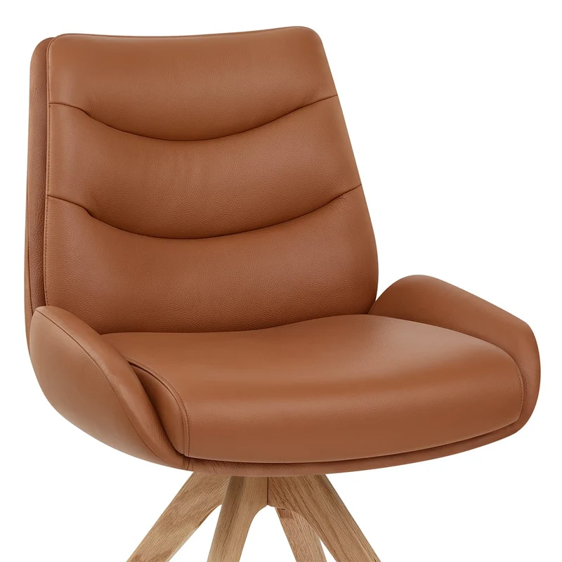 Chaise Bois Cuir Véritable - Madrid Marron