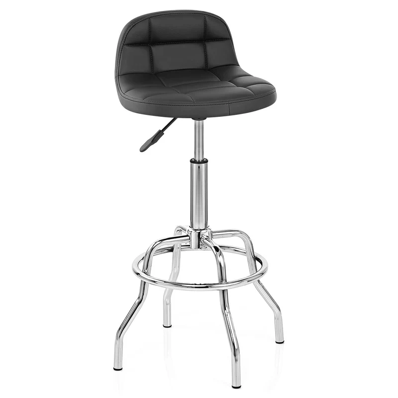 Chaise de Bar Faux Cuir Chrome - Summit Noir