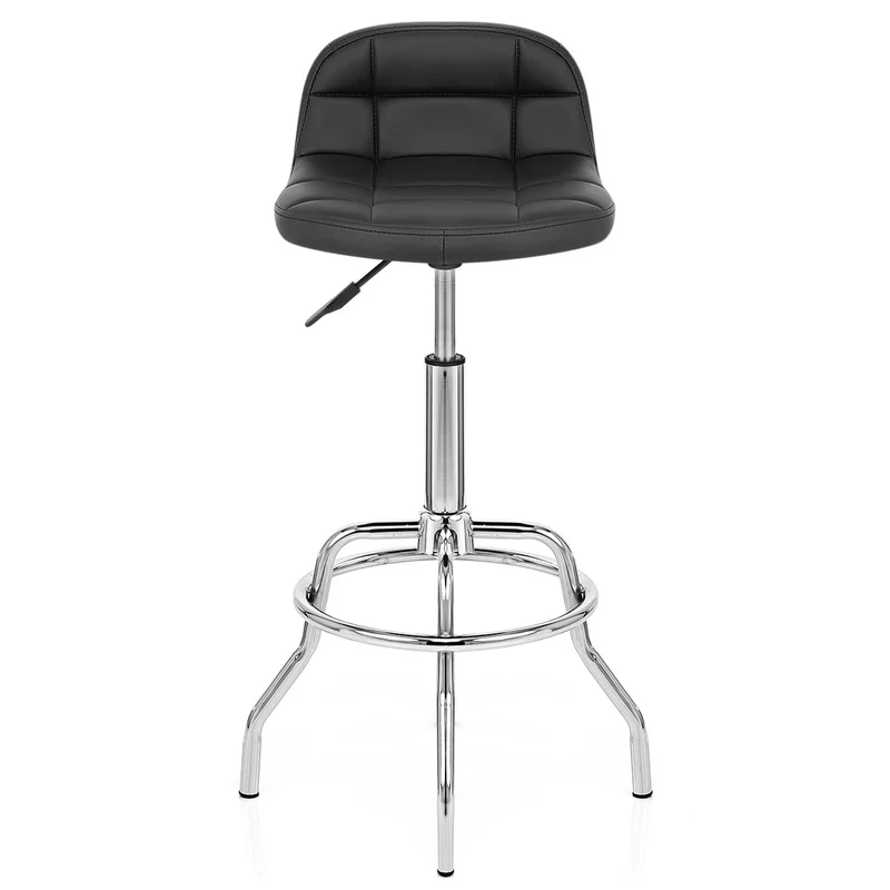 Chaise de Bar Faux Cuir Chrome - Summit Noir