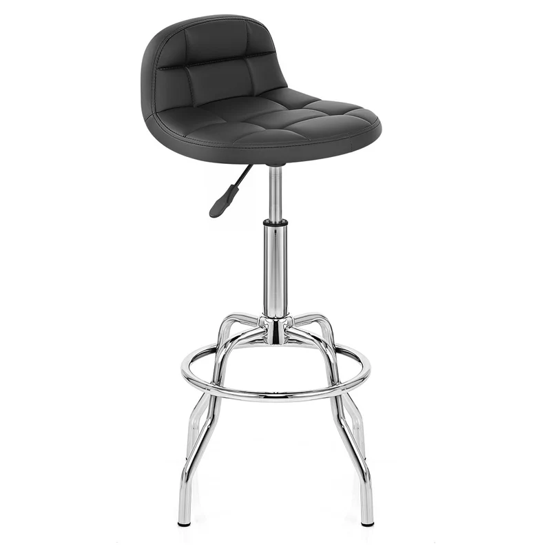 Chaise de Bar Faux Cuir Chrome - Summit Noir
