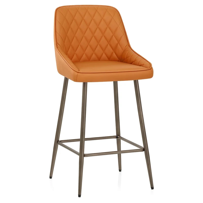 Tabouret de Bar Cuir Véritable - Brisbane Orange
