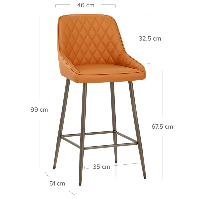 Tabouret de Bar Cuir Véritable - Brisbane Orange