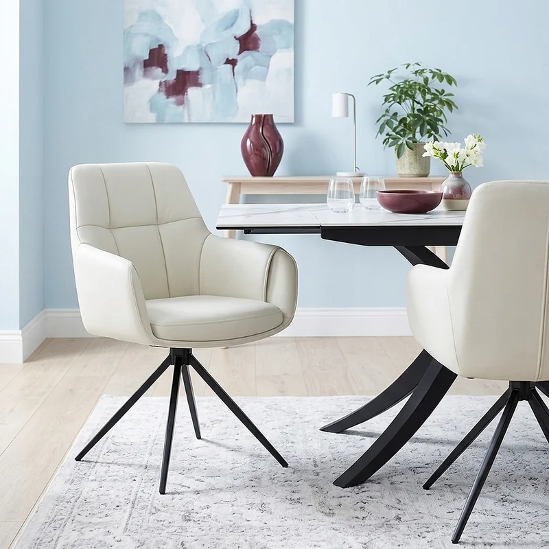 Chaise Faux Cuir - Nina Crème