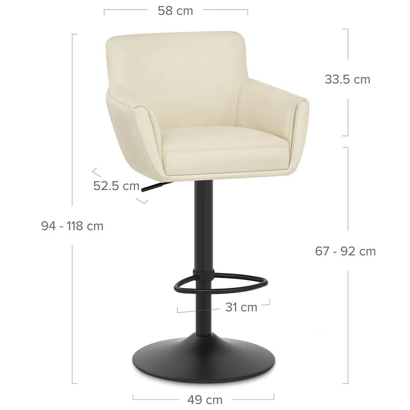 Tabouret Cuir Veritable - Rome Crème
