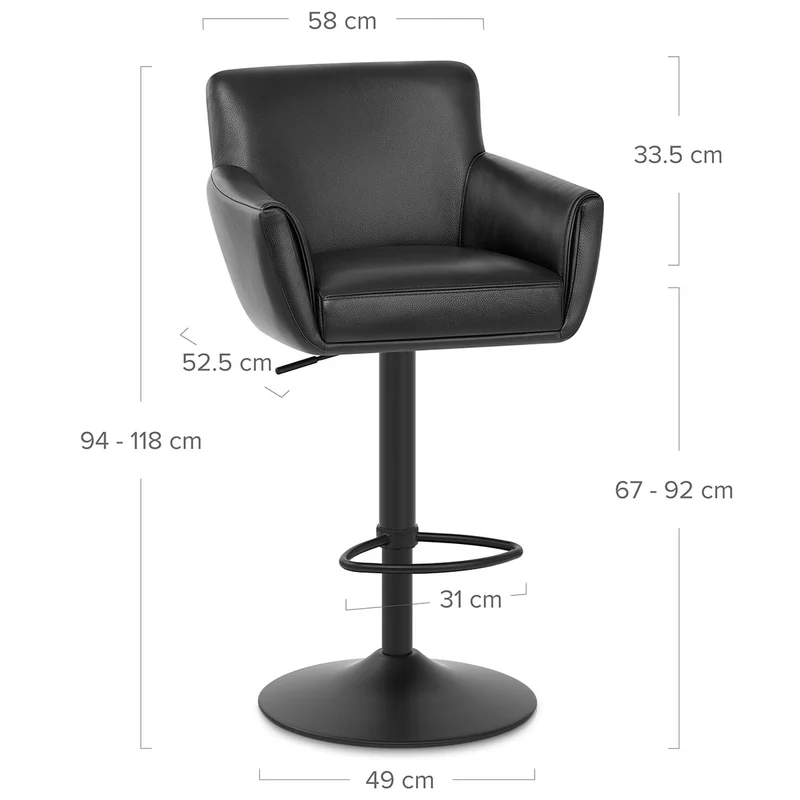 Tabouret Cuir Veritable - Rome Noir