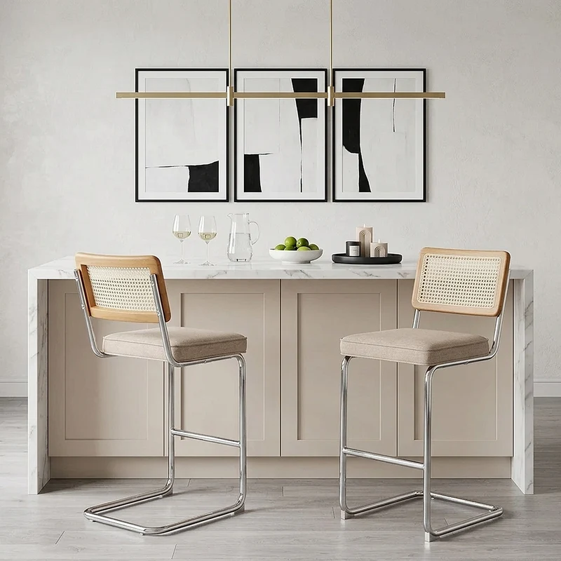 Tabouret de Bar Tissu - Clara Crème