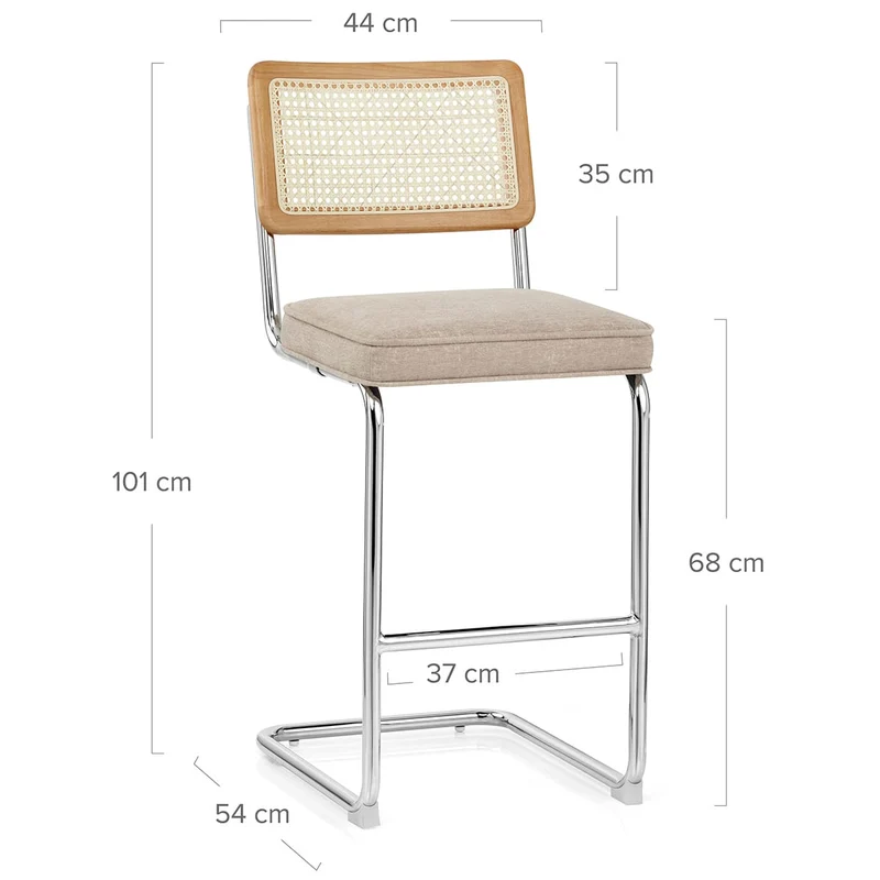 Tabouret de Bar Tissu - Clara Crème