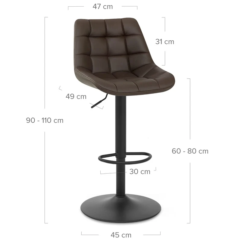 Tabouret de Bar Cuir Véritable - Porto Marron