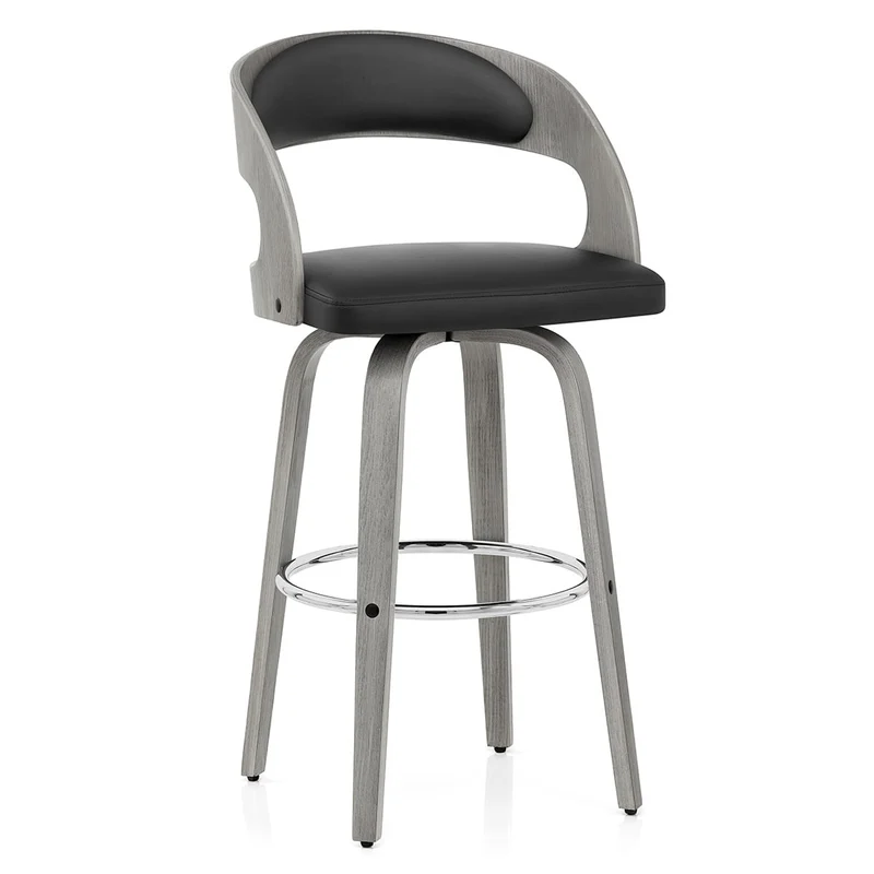 Tabouret Cuir Véritable - Alicia Noir