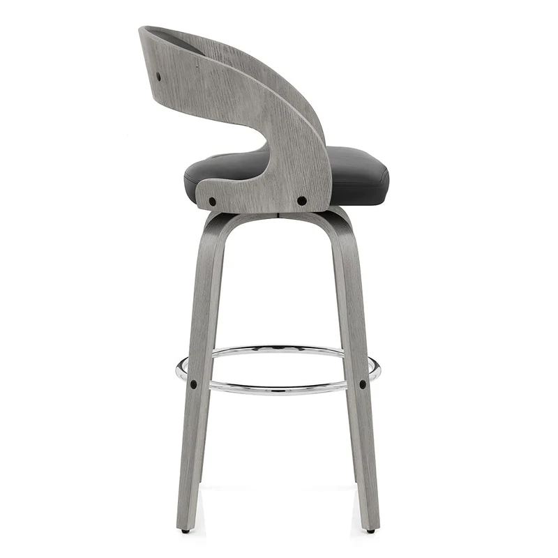 Tabouret Cuir Véritable - Alicia Noir
