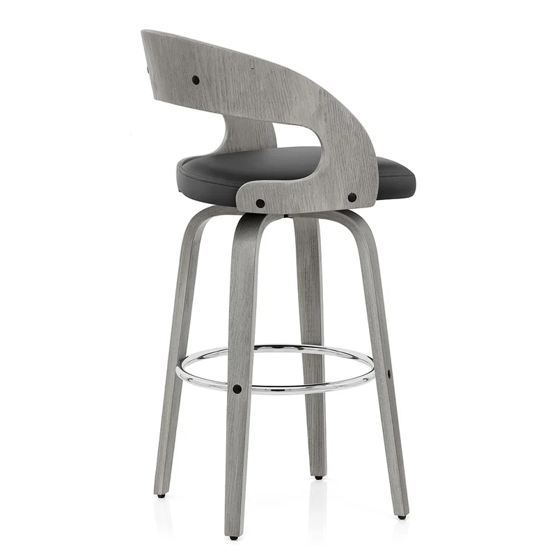 Tabouret Cuir Véritable - Alicia Noir