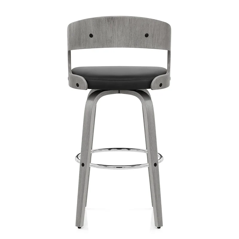 Tabouret Cuir Véritable - Alicia Noir