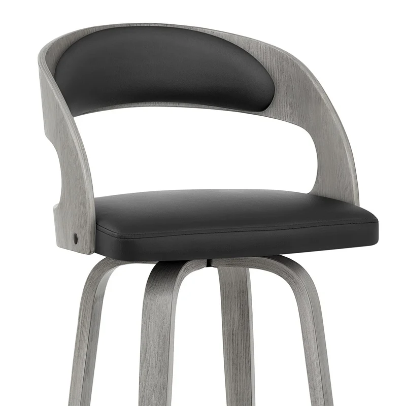 Tabouret Cuir Véritable - Alicia Noir