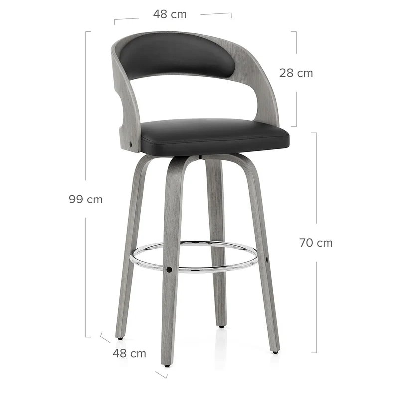Tabouret Cuir Véritable - Alicia Noir