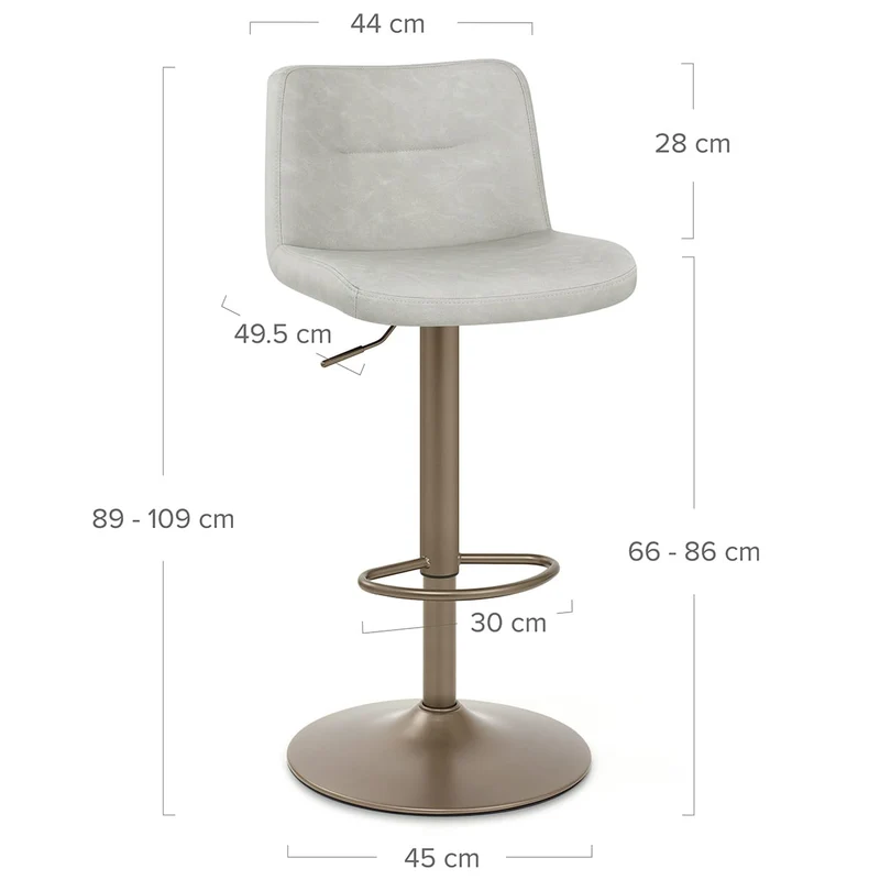 Tabouret de Bar Faux Cuir Antique - Utopia Gris
