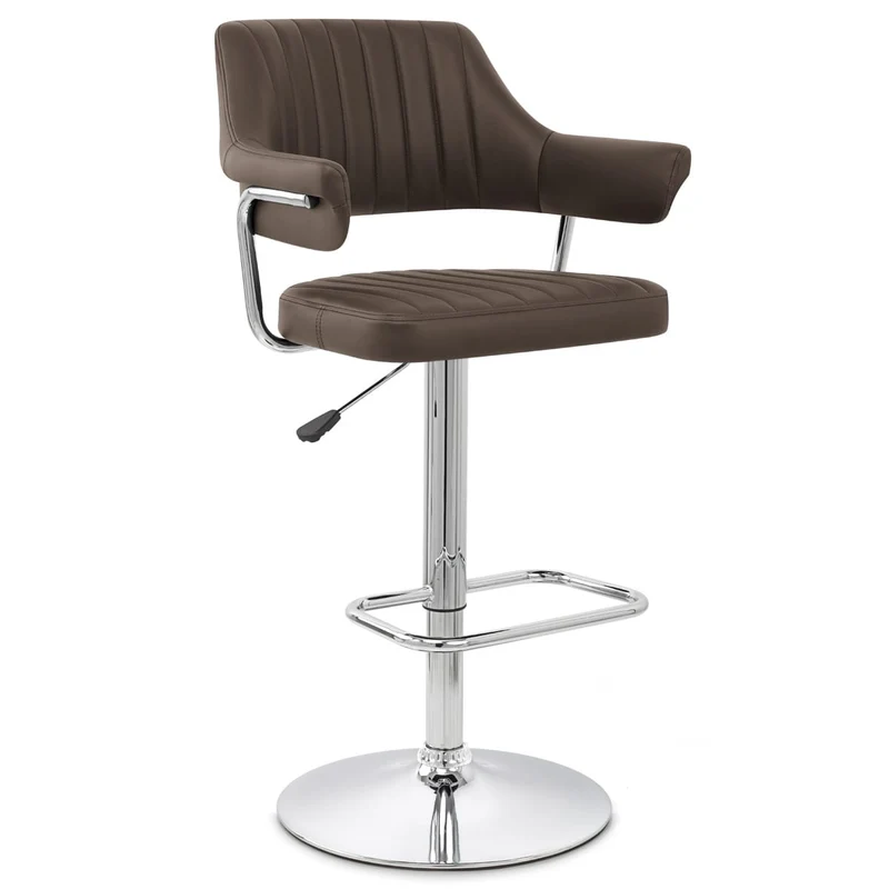 Chaise de Bar Faux Cuir Chrome - Skyline Marron