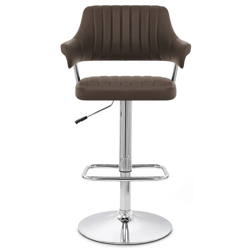 Chaise de Bar Faux Cuir Chrome - Skyline Marron