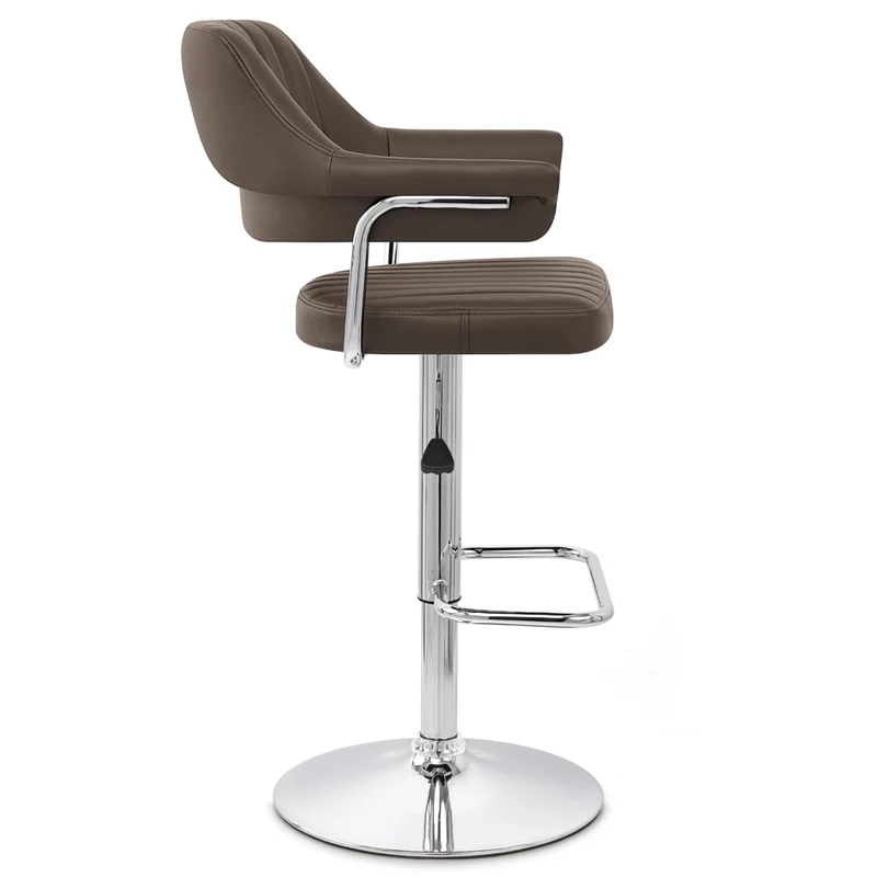 Chaise de Bar Faux Cuir Chrome - Skyline Marron