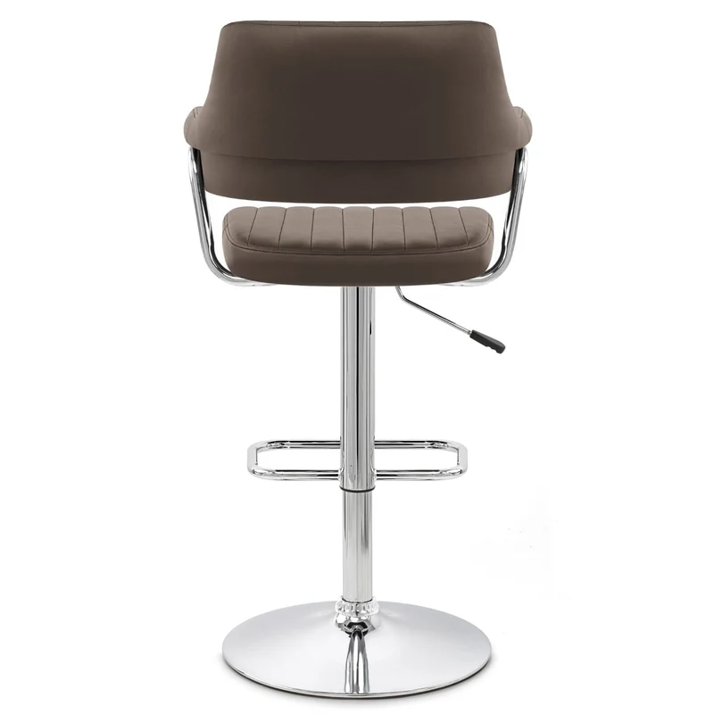 Chaise de Bar Faux Cuir Chrome - Skyline Marron