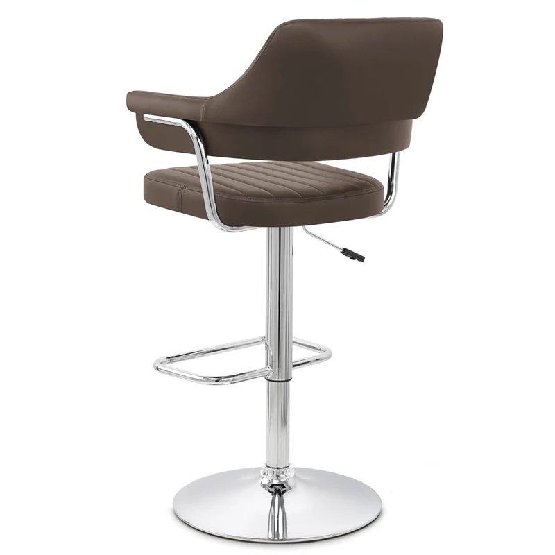 Chaise de Bar Faux Cuir Chrome - Skyline Marron