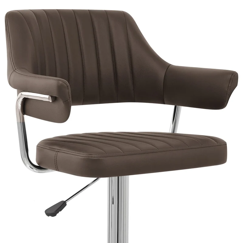 Chaise de Bar Faux Cuir Chrome - Skyline Marron