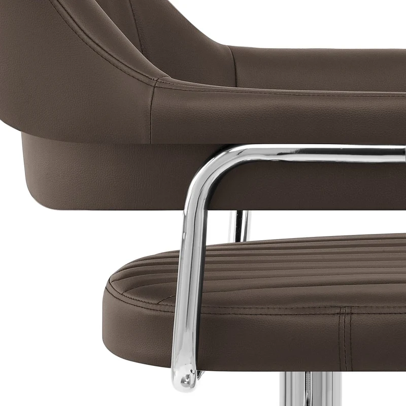 Chaise de Bar Faux Cuir Chrome - Skyline Marron