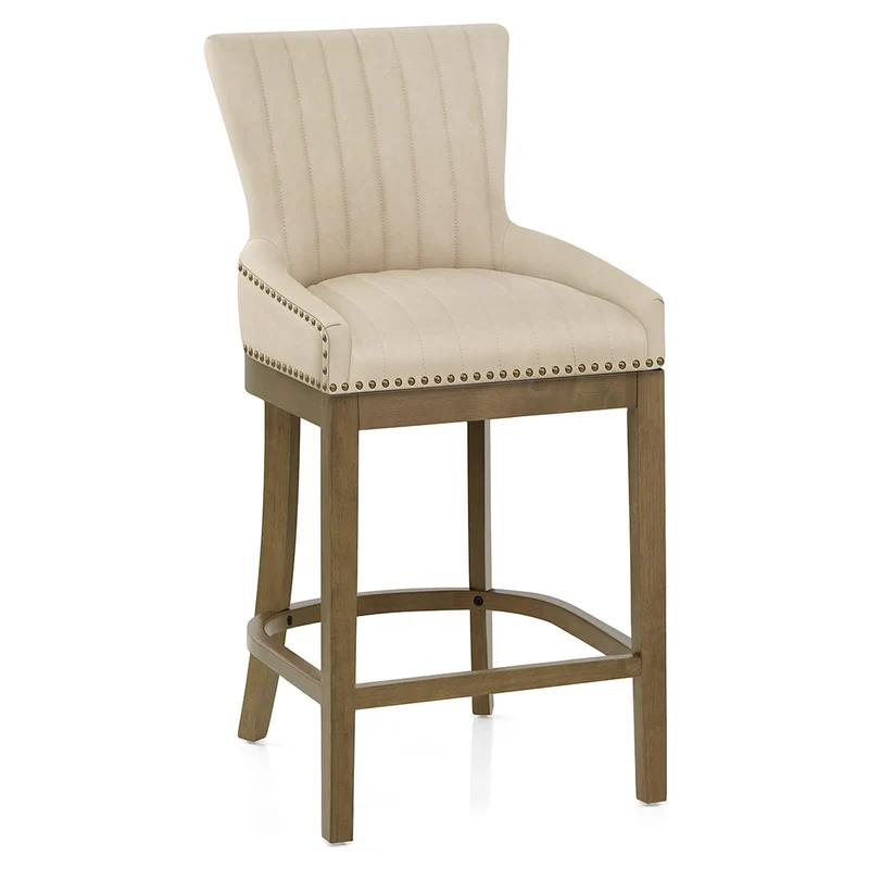 Chaise de Bar Bois Faux Cuir - Chiltern Crème