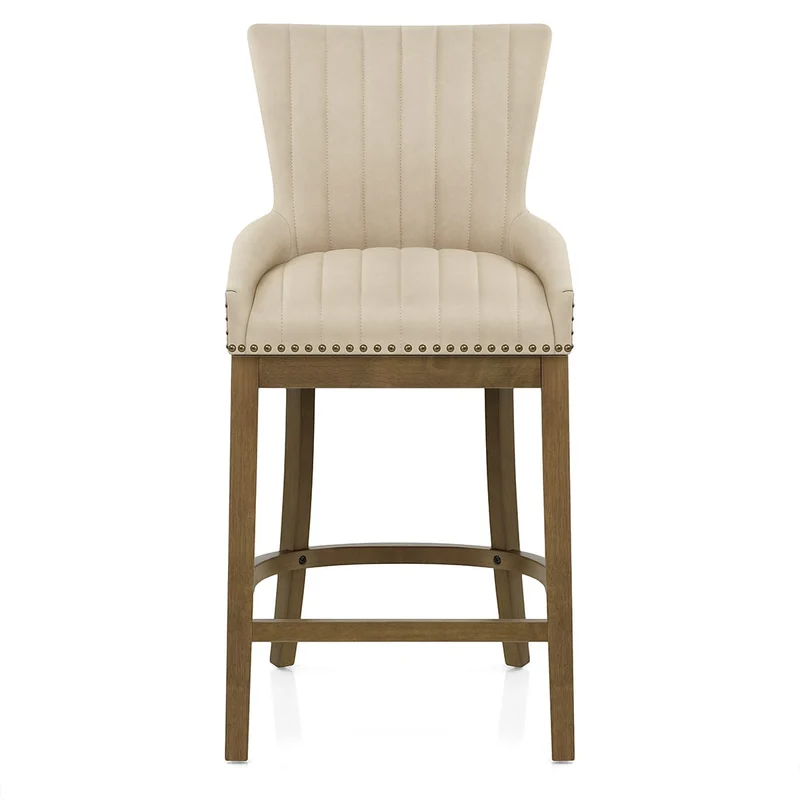 Chaise de Bar Bois Faux Cuir - Chiltern Crème