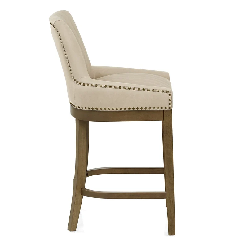 Chaise de Bar Bois Faux Cuir - Chiltern Crème