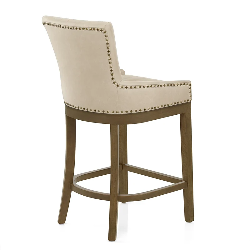 Chaise de Bar Bois Faux Cuir - Chiltern Crème