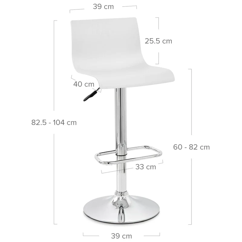 Chaise de Bar ABS Chrome - Serena Blanc