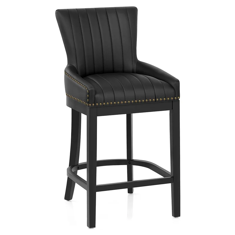 Chaise de Bar Bois Faux Cuir - Chiltern Noir