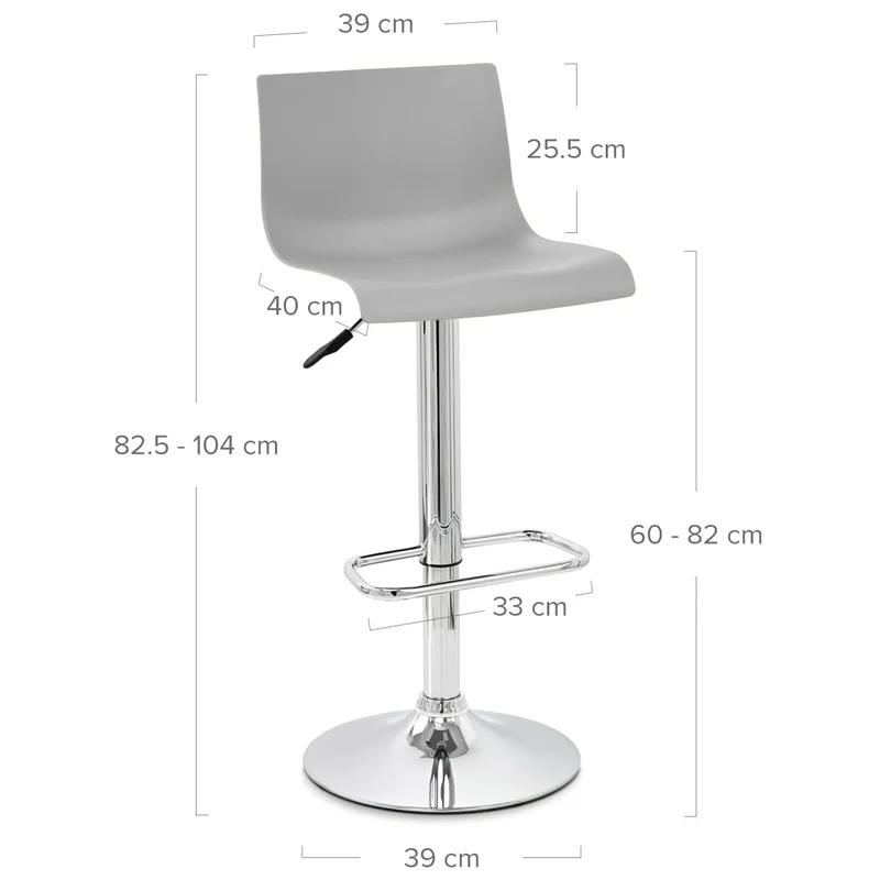 Chaise de Bar ABS Chrome - Serena Gris