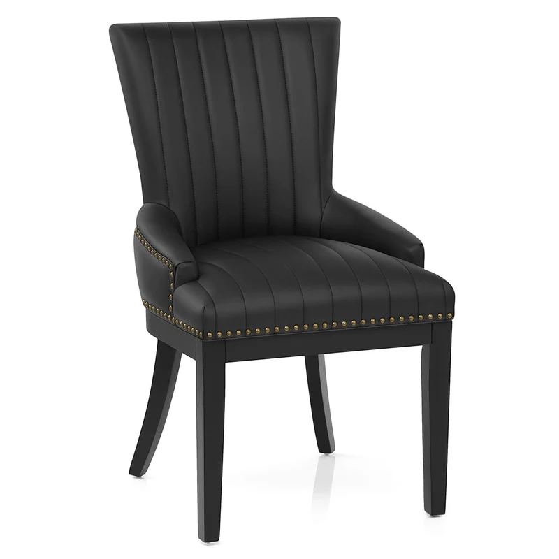 Chaise Bois Faux Cuir - Chiltern Noir