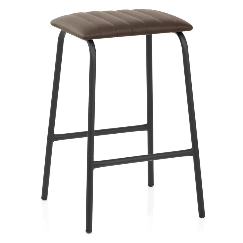 Tabouret Métal Cuir - Sasha Marron