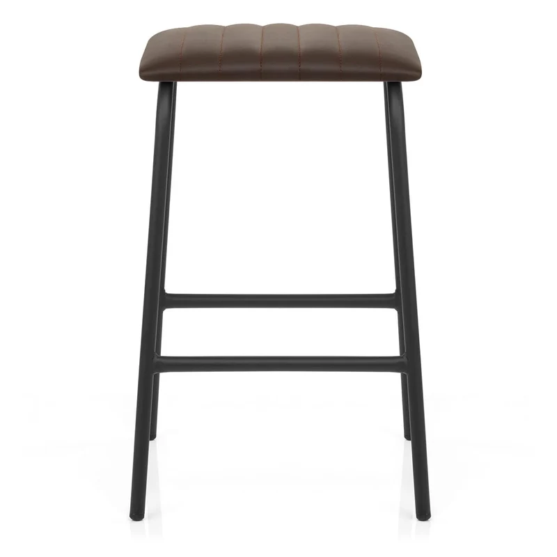 Tabouret Métal Cuir - Sasha Marron