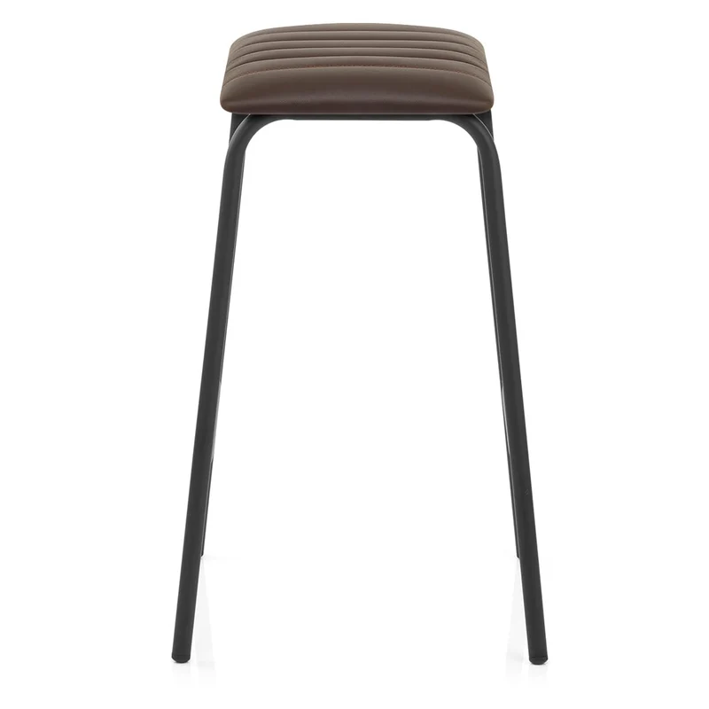 Tabouret Métal Cuir - Sasha Marron